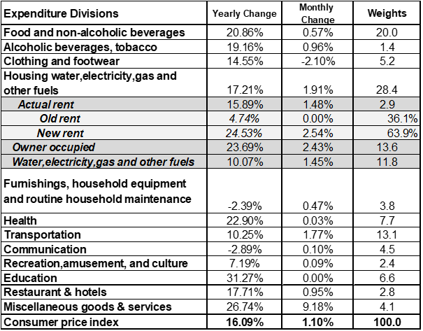 Lebanon’s Inflation Eases to 16.09% Annually in January 2025